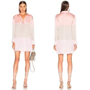 Equipment Lacene Color-block Long Sleeves Mini Shirt Dress in Rose Cloud Multi